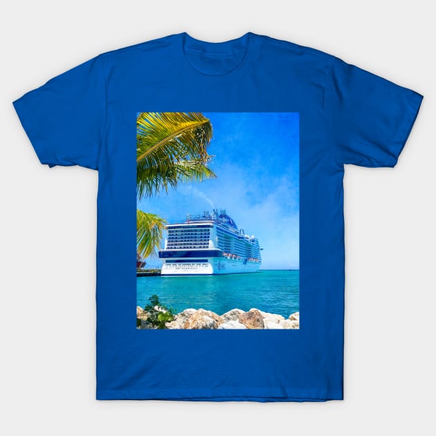 MSC Meraviglia Docked in Dominican Republic T-Shirt by Debra Martz